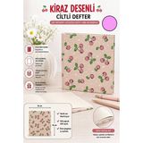 Artlantis Kiraz Figürlü Kare Not Defteri 16X16CM 1 Adet Lizz Sert Kapak 120 Yaprak Ciltli Çizgisiz Özel Anı Günlük Defteri - Pembe