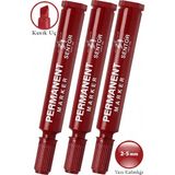 Artlantis Kırmızı Permanent Markör Kalem Kesik Uç 3 Adet Sentör Kalıcı Marker Kalem Tüm Koli Karton Çuval Cam Plastik Yüzeylerde - 2-5mm