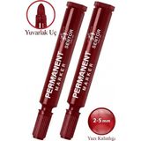 Artlantis Kırmızı Permanent Markör Kalem Yuvarlak Uç 2 Adet Sentör Kalıcı Marker Kalem Tüm Koli Karton Çuval Cam Plastik - 2-5mm