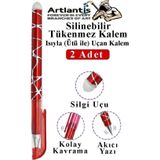 Artlantis Kırmızı Silinebilir Tükenmez Kalem 2 Adet BIA Silinebilir Jel Pilot Kalem Mürekkepli Kolay Silinebilir Kumaş Kalemi