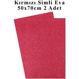 Artlantis Kırmızı Simli Eva 50X70 cm 2 Adet Simli Eva Süngeri Okul Kreş Anasınıfı Elişi Etkinlikleri - Standart - 50x70cm