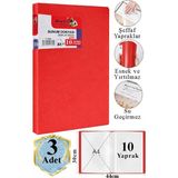 Artlantis Kırmızı Sunum Dosyası 10 Lu 3 Adet Poşet Dosyalı Katalog Dosyası 10 Poşetli Kendinden Dosya Plastik Kapaklı - Standart