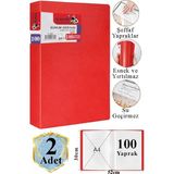 Artlantis Kırmızı Sunum Dosyası 100 Lü 2 Adet Poşet Dosyalı Katalog Dosyası 100 Poşetli Kendinden Dosya Plastik Kapaklı - Standart