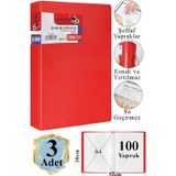 Artlantis Kırmızı Sunum Dosyası 100 lü 3 Adet Poşet Dosyalı Katalog Dosyası 100 Poşetli Kendinden Dosya Plastik Kapaklı