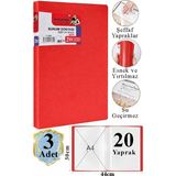 Artlantis Kırmızı Sunum Dosyası 20 Li 3 Adet Poşet Dosyalı Katalog Dosyası 20 Poşetli Kendinden Dosya Plastik Kapaklı - 10 lu - Standart