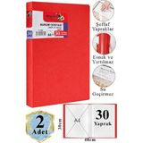 Artlantis Kırmızı Sunum Dosyası 30 Lu 2 Adet Poşet Dosyalı Katalog Dosyası 30 Poşetli Kendinden Dosya Plastik Kapaklı - 10 lu - Standart