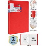 Artlantis Kırmızı Sunum Dosyası 40 Lı 2 Adet Poşet Dosyalı Katalog Dosyası 40 Poşetli Kendinden Dosya Plastik Kapaklı - Standart
