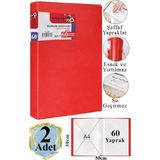 Artlantis Kırmızı Sunum Dosyası 60 Lı 2 Adet Poşet Dosyalı Katalog Dosyası 60 Poşetli Kendinden Dosya Plastik Kapaklı - Standart