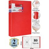Artlantis Kırmızı Sunum Dosyası 80 Li 2 Adet Poşet Dosyalı Katalog Dosyası 80 Poşetli Kendinden Dosya Plastik Kapaklı - Standart