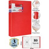 Artlantis Kırmızı Sunum Dosyası 80 li 3 Adet Poşet Dosyalı Katalog Dosyası 80 Poşetli Kendinden Dosya Plastik Kapaklı