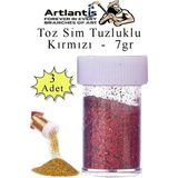 Artlantis Kırmızı Toz Sim Tuzluklu 7 gr 3 Adet Renkli Toz Sim Epoksi Reçine Okul Etkinlik Dekarasyon Slime - Standart