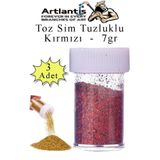 Artlantis Kırmızı Toz Sim Tuzluklu 7 gr 3 Adet Renkli Toz Sim Epoksi Reçine Okul Etkinlik Dekarasyon Slime