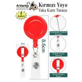 Artlantis Kırmızı Yaka Yoyosu 5 Adet Yoyo Kartlık Kimlik Personel Kartı Yoyo Yaka Cep Kemer Geri Çekilebilir Rozet Tutma Makara