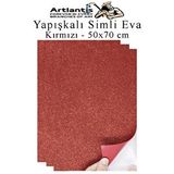 Artlantis Kırmızı Yapışkanlı Simli Eva 50x70 Cm 3 Adet Simli Yapışkanlı Eva Süngeri Okul Kreş Anasınıfı Elişi Etkinlikleri Hobi