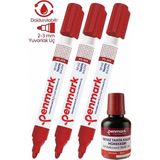 Artlantis Kırmızı Yazı Tahta Kalemi 3 Adet ve Yazı Tahta Mürekkebi 30 ml 1 Adet Doldurulabilir Tahta Kalemi Beyaz Yazı Tahtası - Standart