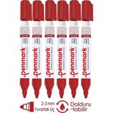 Artlantis Kırmızı Yazı Tahta Kalemi 6 Adet Doldurulabilir Tahta Kalemi Okul Sınıf Öğretmen Beyaz Yazı Tahtası Kalemi Canlı Renk - 1 - Standart