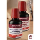 Artlantis Kırmızı Yazı Tahta Kalemi Mürekkebi 30 ml 2 Adet Penmark Tahta Kalemi Mürekkepi Kolay Silinebilir Doldurulabilir Canlı - Standart