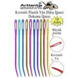 Artlantis Kıvrımlı Plastik Yün İğnesi 12 cm 10 Adet 1 Paket Plastik Dikiş Dokuma İğnesi Kavisli İplik İğne Gob