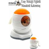 Artlantis Kollu Kalemtraş Masa Tipi Uzay Mekiği Figürlü 1 Adet Roket Masaüstü Kollu Kalem Tıraş Kalem Sınıf Ofis - Turuncu