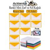 Artlantis Koyu Sarı Mini Zarf 7x9 cm Not Kağıtlı 50 Adet Küçük Koyu Sarı Zarf Mektup Oyun Zarfı Doğum Günü Dilekleri Zarfı Canlı