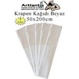 Artlantis Krapon Kağıdı 50X200 cm 5 Adet Renkli Grapon Kağıdı Okul Sınıf Etkinlik Kreş Okul Öncesi Kırapon Grafon - Beyaz