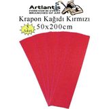 Artlantis Krapon Kağıdı 50X200 cm 5 Adet Renkli Grapon Kağıdı Okul Sınıf Etkinlik Kreş Okul Öncesi Kırapon Grafon - Kırmızı