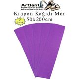 Artlantis Krapon Kağıdı 50X200 cm 5 Adet Renkli Grapon Kağıdı Okul Sınıf Etkinlik Kreş Okul Öncesi Kırapon Grafon - Mor