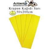 Artlantis Krapon Kağıdı 50X200 cm 5 Adet Renkli Grapon Kağıdı Okul Sınıf Etkinlik Kreş Okul Öncesi Kırapon Grafon - Sarı