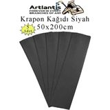 Artlantis Krapon Kağıdı 50X200 cm 5 Adet Renkli Grapon Kağıdı Okul Sınıf Etkinlik Kreş Okul Öncesi Kırapon Grafon - Siyah