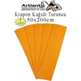 Artlantis Krapon Kağıdı 50X200 cm 5 Adet Renkli Grapon Kağıdı Okul Sınıf Etkinlik Kreş Okul Öncesi Kırapon Grafon - Turuncu