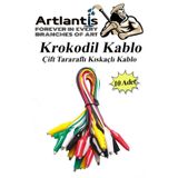 Artlantis Krokodil Kablo 52 Cm 10 Lu 1 Paket Timsah Ağızlı Iki Tarafı Kıskaçlı Kablo Elektrik Deney Kablosu Kl