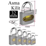 Artlantis Küçük Asma Kilit 32 mm 1 Adet Thor Plus Paslanmaz Metal Asma Kilit Dayanıklı Yedek Anahtarlı Zincir Kilidi Kapı Bahçe