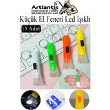 Artlantis Küçük El Feneri LED Işıklı 15 Adet Anahtarlıklı Mini El Feneri Ilk Yardım Feneri Deprem Feneri Karne Hediyesi - Çok Renkli - Standart