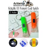 Artlantis Küçük El Feneri LED Işıklı 2 Adet Anahtarlıklı Mini El Feneri Ilk Yardım Feneri Deprem Feneri Karne Hediyesi - Çok Renkli - Standart
