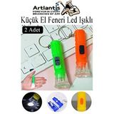 Artlantis Küçük El Feneri Led Işıklı 2 Adet Anahtarlıklı Mini El Feneri İlk Yardım Feneri Deprem Feneri Karne Hediyesi Çok Renkli