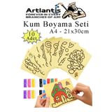 Artlantis Kum Boyama Seti 10 Adet 20x30 cm A4 Boyutunda Büyük Boy Kaliteli Kum Boyama Çalışması Tuz Boyama Etkinlik