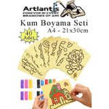 Artlantis Kum Boyama Seti 40 Adet 20x30 cm A4 Boyutunda Büyük Boy Kaliteli Kum Boyama Çalışması Tuz Boyama Etkinlik