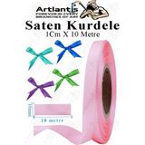 Artlantis Kurdele Saten 1 cm 10 Metre 1 Adet Saten Kurdela Parlak Hediye ve Süsleme Şeridi Süs Paketleme Çiçek Saç El Sanatı - Açık Pembe