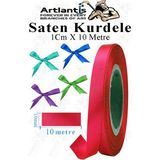 Artlantis Kurdele Saten 1 cm 10 Metre 1 Adet Saten Kurdela Parlak Hediye ve Süsleme Şeridi Süs Paketleme Çiçek Saç El Sanatı - Kırmızı