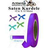 Artlantis Kurdele Saten 1 cm 10 Metre 1 Adet Saten Kurdela Parlak Hediye ve Süsleme Şeridi Süs Paketleme Çiçek Saç El Sanatı - Mor