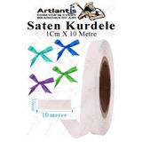 Artlantis Kurdele Saten 1 Cm 10 Metre 1 Adet Saten Kurdela Parlak Hediye ve Süsleme Şeridi Süs Paketleme Çiçek