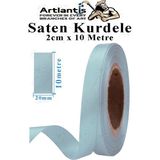 Artlantis Kurdele Saten 2 cm 10 Metre 1 Adet Saten Kurdela Parlak Hediye ve Süsleme Şeridi Süs Paketleme Çiçek Saç El Sanatı - Açık Mavi
