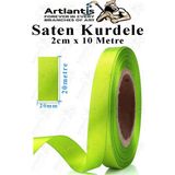 Artlantis Kurdele Saten 2 cm 10 Metre 1 Adet Saten Kurdela Parlak Hediye ve Süsleme Şeridi Süs Paketleme Çiçek Saç El Sanatı - Açık Yeşil