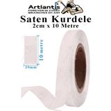 Artlantis Kurdele Saten 2 cm 10 Metre 1 Adet Saten Kurdela Parlak Hediye ve Süsleme Şeridi Süs Paketleme Çiçek Saç El Sanatı - Beyaz
