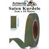 Artlantis Kurdele Saten 2 cm 10 Metre 1 Adet Saten Kurdela Parlak Hediye ve Süsleme Şeridi Süs Paketleme Çiçek Saç El Sanatı - Haki Yeşil