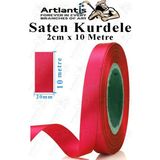 Artlantis Kurdele Saten 2 cm 10 Metre 1 Adet Saten Kurdela Parlak Hediye ve Süsleme Şeridi Süs Paketleme Çiçek Saç El Sanatı - Kırmızı