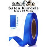 Artlantis Kurdele Saten 2 cm 10 Metre 1 Adet Saten Kurdela Parlak Hediye ve Süsleme Şeridi Süs Paketleme Çiçek Saç El Sanatı - Mavi