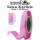 Artlantis Kurdele Saten 2 cm 10 Metre 1 Adet Saten Kurdela Parlak Hediye ve Süsleme Şeridi Süs Paketleme Çiçek Saç El Sanatı - Pembe