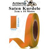 Artlantis Kurdele Saten 2 cm 10 Metre 1 Adet Saten Kurdela Parlak Hediye ve Süsleme Şeridi Süs Paketleme Çiçek Saç El Sanatı - Turuncu