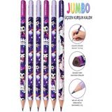 Artlantis Kuromi Jumbo Kurşun Kalem 6 Adet Fatih Üçgen Başlangıç Kalemi Siyah Ilk Kalemim Jumbo Kalın Kalem Kolay Tutuş - Standart